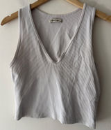 Abercrombie & Fitch White Ribbed V Neck Crop Tank Top Photo 0