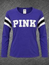PINK Victoria’s Secret Purple Cotton Rhinestone Tee M Photo 0
