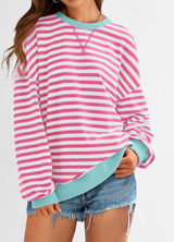 Amazon BTFBM Striped Crew Sweatshirt Photo 0