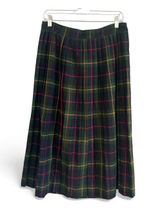 Vintage Pleated Midi Skirt by Leslie Fay Sportswear Dark Green Plaid Sz 14 P Photo 0