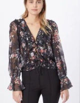 Nasty Gal Black Floral Sheer Top Size 4 EUC Photo 0