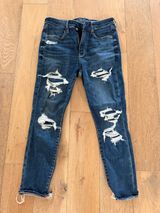 Women's Short Ripped Skinny Jeans/Jeggings in Dark Blue Photo 0