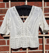 Abercrombie & Fitch white eyelet top Small Photo 0