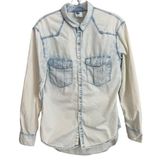 H&M‎ &Denim Womens Light Wash Western Snap Front Denim Shirt US 6 Photo 0