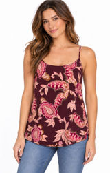 Show Me Your Mumu Estella Topslip S Burgundy Paisley Boho Y2K Cami Tank Resort Photo 0