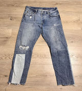 Levi Strauss 501 Jeans Women Size 28 Distressed Patchwork Denim Frayed‎ Raw Hem Photo 0