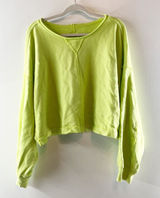 Aerie Scoopneck Long Sleeve Overszied Crop Sweatshirt Neon Green XL Photo 0