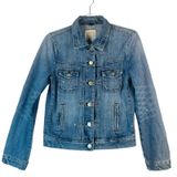 J.Crew Classic‎ Denim Trucker Jacket ATQ Sanded Blue XS Moto Grunge Rock Capsule Photo 0
