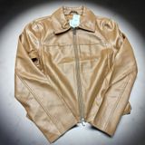Abercrombie Fitch Vegan Leather Moto Jacket Women Medium Tan Camel NWT Photo 0