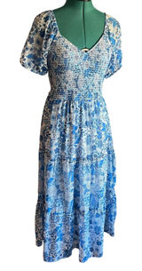 Sincerely Jules Blue Dress Floral Cottage Prairie Bridal Shower Baby Shower M Photo 0