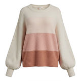 LC Lauren Conrad Striped Sweater Women’s Med Pink Tones Soft Winter Bohemian Photo 0