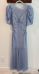 Alice McCall On and On Blue Floral Lace Puff Sleeve Cut Out Midi Dress US 6 Photo 0