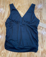 Halogen Tank Women's XL Black 100% Polyester Ruched Side V-Neck Preppy Top B62 Photo 0