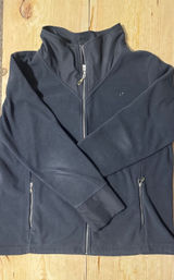 Old Navy Womens XL Black/Grey Full Zip‎ Fleece Jacket Mixed Media Mock Neck Photo 0