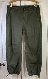 Paige Mayslie Utility Jogger Pants Olive Green Lyocell Drawstring Hem Womens 30 Photo 0