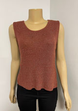 Two One Two New York Womens Rust Metallic Lurex Ribbed Knit Tank Top Large USA Photo 0