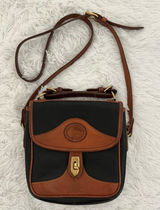 Dooney & Bourke Vintage Black Pebbled Leather Tan Trim Crossbody Bag Photo 0