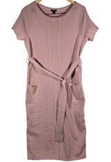 Torrid Knit Belted Midi Dress Dusty Rose‎ Short Sleeve Pockets Size 0 Photo 0