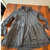 Free People Charcoal Grey Waffle Knit Mixed Media Babydoll Tunic Top Small Photo 0