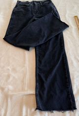 Pilcro Anthropologie Jeans Womens 26 Black High Rise Wide Leg Raw Hem Cropped Photo 0