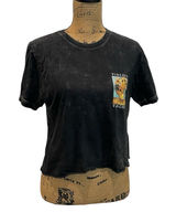 Black Mineral Distressed Cropped Graphic Tee Vincent Van Gough Size M Photo 0