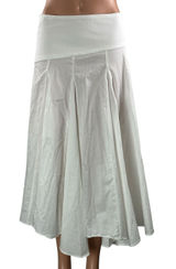 NEW Zara Women's White Pleated Mid Waist Asymmetric A Line Midi Skirt Size S Photo 0