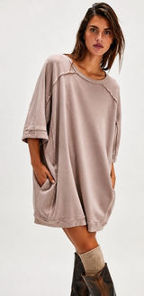 Free People We The Free Mari Muscle Sweatshirt Dress Size Medium in Dusty Plum Photo 0