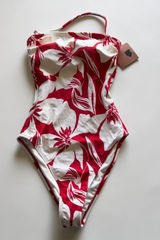 Shade & Shore Red Floral High Leg Cheeky One Piece Swimsuit XS NWT‎ Photo 0