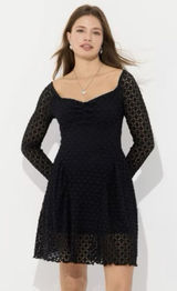Wild Fable NWT Long Sleeve Lace Mini Dress Size‎ XXL Black Sweetheart Neckline Photo 0