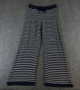 Pact Organic‎ Cotton Linen Knit Striped Wide Leg Lounge Pants Navy White Medium Photo 0
