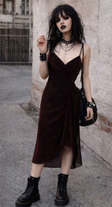 Hot Kiss Vtg Y2K‎ Fashion Bug Black Asymmetrical Mesh Slip Dress S Gothic Fairy Grunge Photo 0