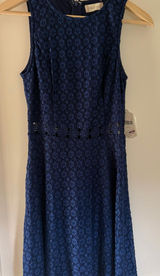 Altar'd State Navy Floral Lace Sleeveless Mini Dress Photo 0