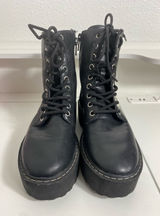 Divided Black Lace-Up Platform Boots Size 36 Photo 0
