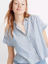 Madewell Women’s Blue & White Striped Hilltop Shirt Photo 0