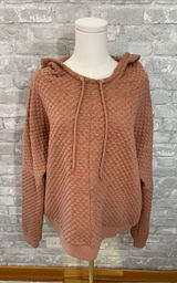 BKE Textured Bubble-Knit Hoodie in Rosewood Photo 0