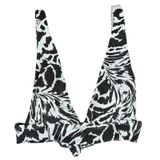 Aerie Women XS Triangle Bikini Top Ribbed‎ Zebra Print Black White Swim Photo 0