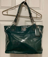 *Coach 18770 Chelsea Teal Hunter Green Patent Leather Tote Shoulder Bag Photo 0