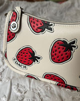 Coach Cream Leather Crossbody with Red Strawberry Print Photo 0