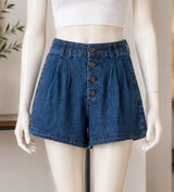 GAP x DOEN Womens Denim Shorts High Waisted Button Fly Pleated Blue 25 0R Photo 0