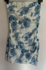 LA Hearts PacSun Blue Rose Floral‎ Ruched Strapless Tube Mini Dress XS Photo 0