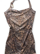 Leopard animal print halter top mini dress with gold detail Photo 0