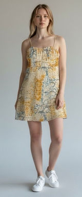 Urban Outfitters Map Print Mini Dress Y2K Spaghetti Strap Bodycon XS Photo 0