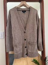 Banana Republic Wool Cotton Cardigan Chunky Knit Button Front Taupe Brown S Photo 0