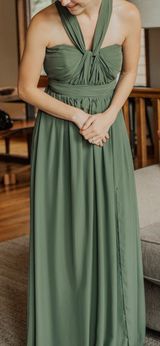 Birdy Grey Grace Dress Chiffon Olive with Slit Photo 0