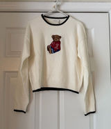 Active USA Cream Embroidered Bear Sweater Photo 0