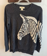 Peck‎ & Peck 2 Ply 100% Cashmere Gray Zebra Sweater Small Photo 0