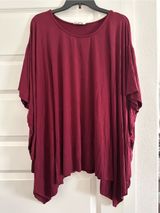 Relaxed Draped Tunic Top in Maroon Red Size M Photo 0