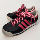 Adidas Samoa W9 M7.5 Black Pink Leather Sneakers White Toe Retro‎ Low Top Shoes Photo 0