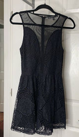 For Love & Lemons Skater Dress Sheer Lace Black Sleeveless Zip Sz XS Photo 0