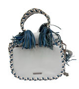 Rebecca Minkoff Chase Medium Saddle Bag Light Blue Leather Tassel Crossbody Bag Photo 0